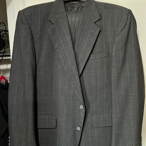 Black pinstripe sports jacket and pants
